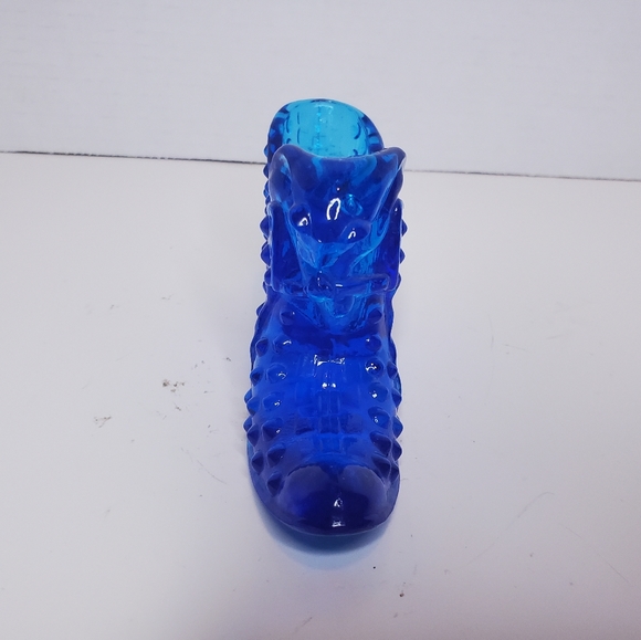 Cobalt blue hobnail slipper with cat head - Picture 3 of 9